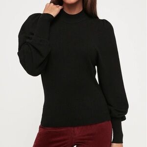 EXPRESS Mock Neck Puff Sleeve Sweater